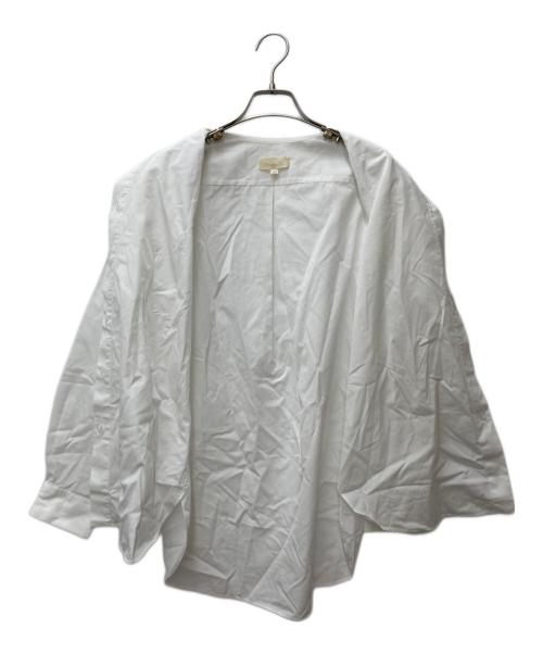 DRAWER（ドゥロワー）DRAWER (ドゥロワー) フロントフリルクルーネックシャツ　6511-299-0916 ホワイト サイズ:38の古着・服飾アイテム