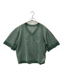 CLANE（クラネ）の古着「SHEER VNECK KNIT TOPS」｜グリーン