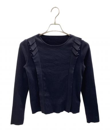 中古・古着通販】FOXEY (フォクシー) フリルニット ネイビー サイズ:M 中古・古着通販】FOXEY (フォクシー) フリルニット ネイビー サイズ:M