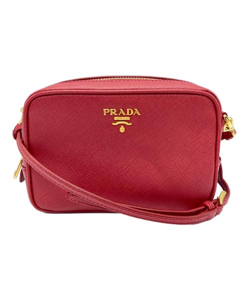 PRADA（プラダ）PRADA (プラダ) サフィアーノレザーショルダーバッグ レッドの古着・服飾アイテム