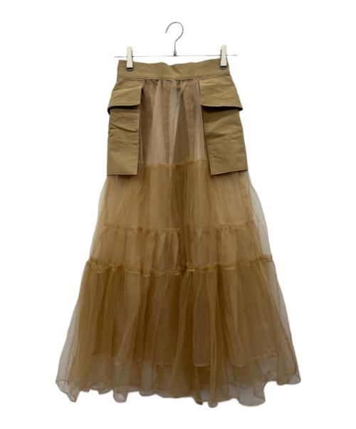 MAISON SPECIAL（メゾンスペシャル）MAISON SPECIAL (メゾンスペシャル) チュールティアードベルトスカート ベージュ サイズ:Free 未使用品の古着・服飾アイテム
