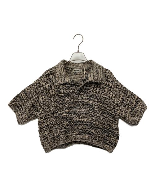 NKNIT（ンニット）NKNIT (ンニット) コットンメッシュニットポロシャツ ブラックベージュ サイズ:1の古着・服飾アイテム