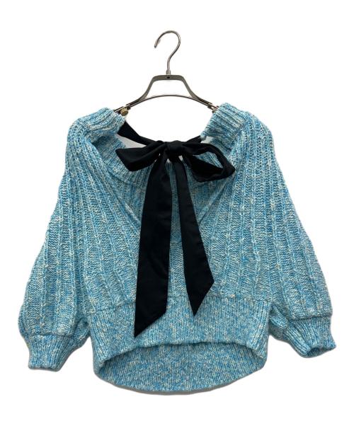 DOUBLE STANDARD CLOTHING（ダブルスタンダードクロージング）DOUBLE STANDARD CLOTHING (ダブルスタンダードクロージング) バックリボンニット ブルー サイズ:Freeの古着・服飾アイテム