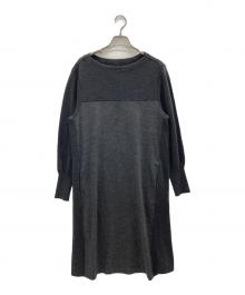 自由区（ジユウク）の古着「ウールニットコンビジャージー ワンピース」｜グレー