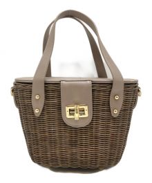 DIANA（ダイアナ）の古着「ラタン素材2WAYバッグ」｜ブラウン