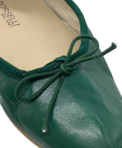 A.P.C.（アーペーセー）A.P.C. (アーペーセー) E.PORSELLI (ポルセリ) バレエシューズ グリーン サイズ:36の古着・服飾アイテム