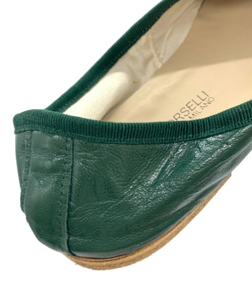 A.P.C.（アーペーセー）A.P.C. (アーペーセー) E.PORSELLI (ポルセリ) バレエシューズ グリーン サイズ:36の古着・服飾アイテム