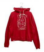 CHARLES JEFFREY LOVERBOYチャールズ ジェフリー ラバーボーイ）の古着「猫耳プルオーバーパーカー」｜レッド