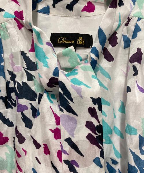 DRAWER（ドゥロワー）DRAWER (ドゥロワー) ドットジャカードプリントブラウス ホワイト サイズ:SIZE 36の古着・服飾アイテム