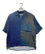 YOKEヨーク）の古着「PRINTED OPEN COLLAR SHIRT」｜ネイビー