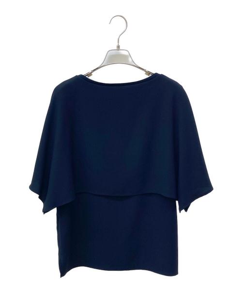 23区（ニジュウサンク）23区 (ニジュウサンク) ストレッチジョーゼットリブコンビ レイヤー カットソー ネイビー サイズ:38の古着・服飾アイテム