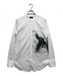 EMPORIO ARMANI（エンポリオアルマーニ）の古着「バンドカラーシャツ」｜ホワイト×ブルー