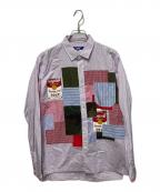 JUNYA WATANABE MANジュンヤワタナベマン）の古着「綿ブロードストライプ パッチワーク MIX Andy Warhol」｜ピンク