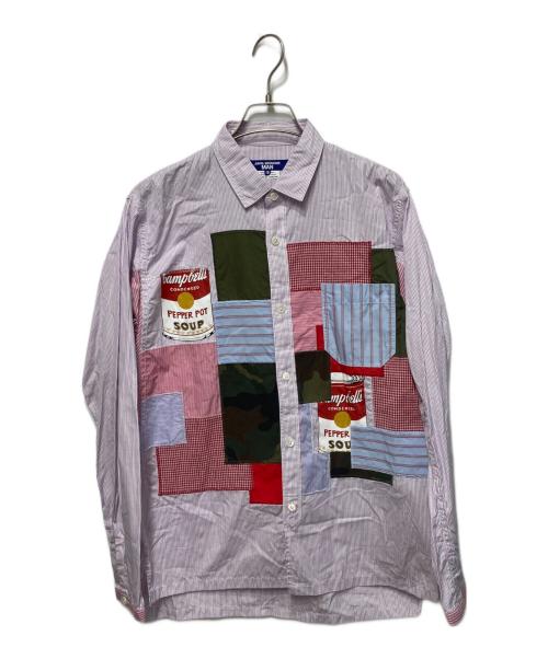 JUNYA WATANABE MAN（ジュンヤワタナベマン）JUNYA WATANABE MAN (ジュンヤワタナベマン) 綿ブロードストライプ パッチワーク MIX Andy Warhol ピンク サイズ:Sの古着・服飾アイテム