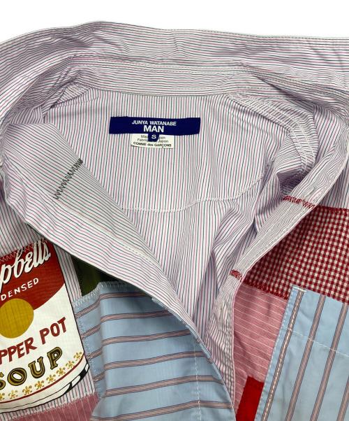 JUNYA WATANABE MAN（ジュンヤワタナベマン）JUNYA WATANABE MAN (ジュンヤワタナベマン) 綿ブロードストライプ パッチワーク MIX Andy Warhol ピンク サイズ:Sの古着・服飾アイテム
