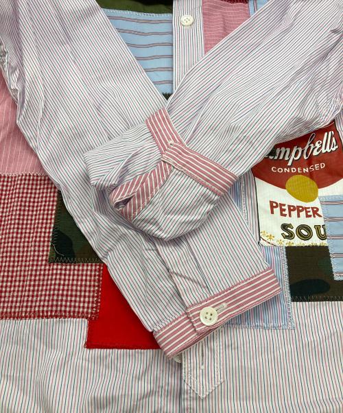 JUNYA WATANABE MAN（ジュンヤワタナベマン）JUNYA WATANABE MAN (ジュンヤワタナベマン) 綿ブロードストライプ パッチワーク MIX Andy Warhol ピンク サイズ:Sの古着・服飾アイテム