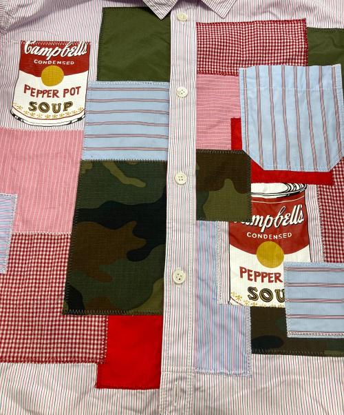 JUNYA WATANABE MAN（ジュンヤワタナベマン）JUNYA WATANABE MAN (ジュンヤワタナベマン) 綿ブロードストライプ パッチワーク MIX Andy Warhol ピンク サイズ:Sの古着・服飾アイテム