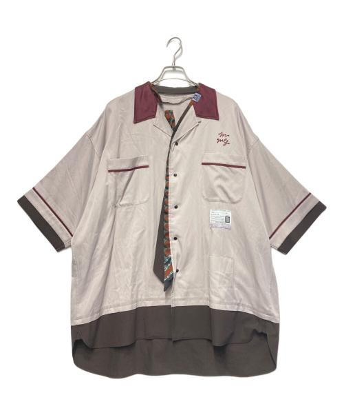 Maison MIHARA YASUHIRO（メゾン ミハラ ヤスヒロ）Maison MIHARA YASUHIRO (メゾン ミハラ ヤスヒロ) Mix layered bowling shirt ベージュ×ブラウン サイズ:46の古着・服飾アイテム