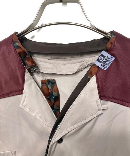 Maison MIHARA YASUHIRO（メゾン ミハラ ヤスヒロ）Maison MIHARA YASUHIRO (メゾン ミハラ ヤスヒロ) Mix layered bowling shirt ベージュ×ブラウン サイズ:46の古着・服飾アイテム