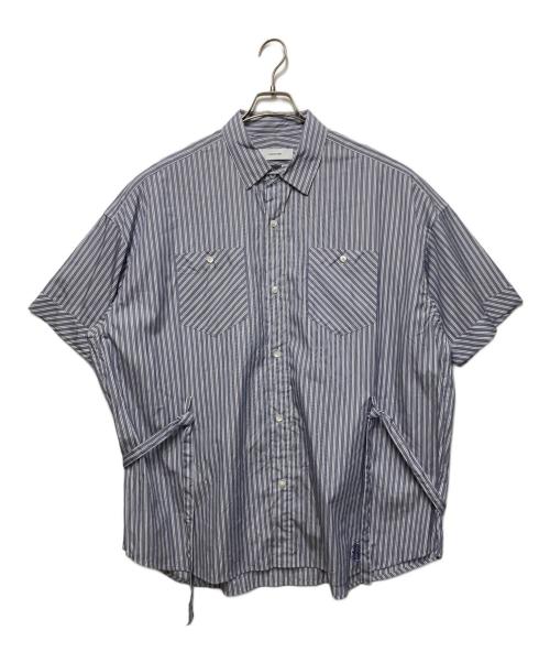 FACETASM（ファセッタズム）FACETASM (ファセッタズム) BELTED SHORT SLEEVE SHIRT ブルー×ホワイト サイズ:4の古着・服飾アイテム