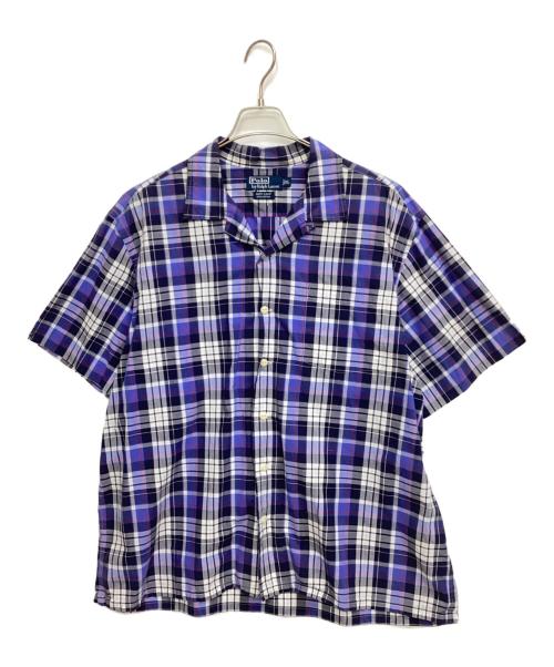 POLO RALPH LAUREN（ポロ・ラルフローレン）POLO RALPH LAUREN (ポロ・ラルフローレン) オープンカラーシャツ ブルー×ネイビー サイズ:XLの古着・服飾アイテム