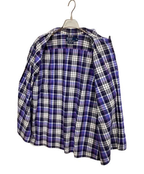 POLO RALPH LAUREN（ポロ・ラルフローレン）POLO RALPH LAUREN (ポロ・ラルフローレン) オープンカラーシャツ ブルー×ネイビー サイズ:XLの古着・服飾アイテム