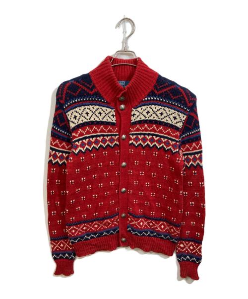 POLO RALPH LAUREN（ポロ・ラルフローレン）POLO RALPH LAUREN (ポロ・ラルフローレン) コンチョボタン ネイティブ柄カーディガン レッド サイズ:XSの古着・服飾アイテム