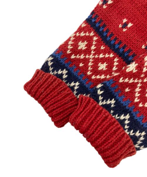 POLO RALPH LAUREN（ポロ・ラルフローレン）POLO RALPH LAUREN (ポロ・ラルフローレン) コンチョボタン ネイティブ柄カーディガン レッド サイズ:XSの古着・服飾アイテム