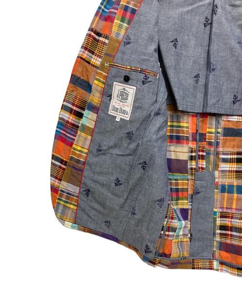 J.PRESS（ジェイプレス）J.PRESS (ジェイプレス) BLUE BLUE (ブルーブルー) マドラスパッチワークジャケット オレンジ サイズ:2の古着・服飾アイテム