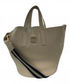 Curensologyカレンソロジー）の古着「ストライプストラップレザーヘルメットバッグ」｜ベージュ