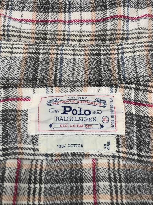 POLO RALPH LAUREN（ポロ・ラルフローレン）POLO RALPH LAUREN (ポロ・ラルフローレン) 80s ダブルポケットチェックシャツ 古着 ベージュ サイズ:XLの古着・服飾アイテム