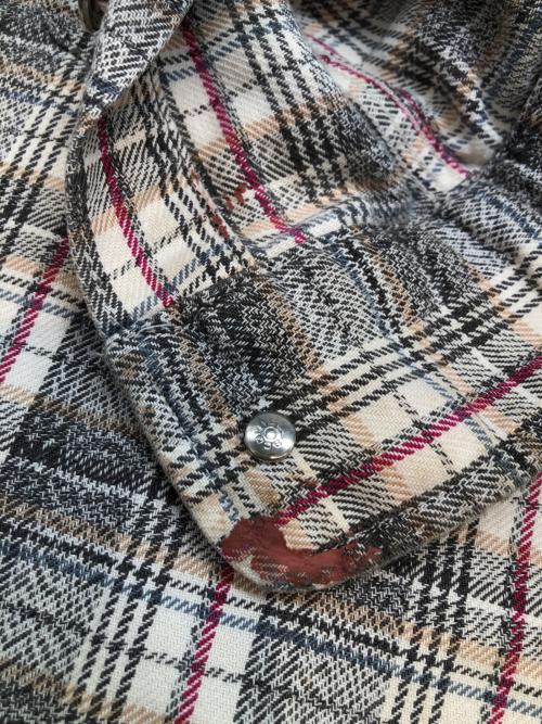 POLO RALPH LAUREN（ポロ・ラルフローレン）POLO RALPH LAUREN (ポロ・ラルフローレン) 80s ダブルポケットチェックシャツ 古着 ベージュ サイズ:XLの古着・服飾アイテム