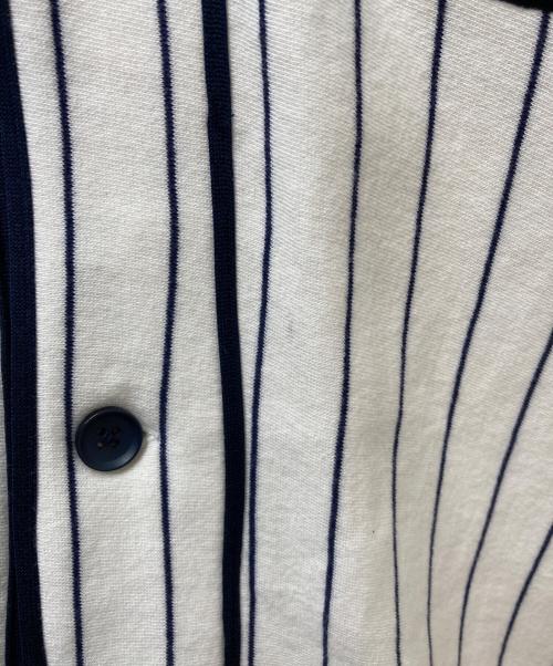 EXAMPLE（エグザンプル）EXAMPLE (エグザンプル) STRIPE SWEAT BASEBALL SH ホワイト×ネイビー サイズ:Lの古着・服飾アイテム
