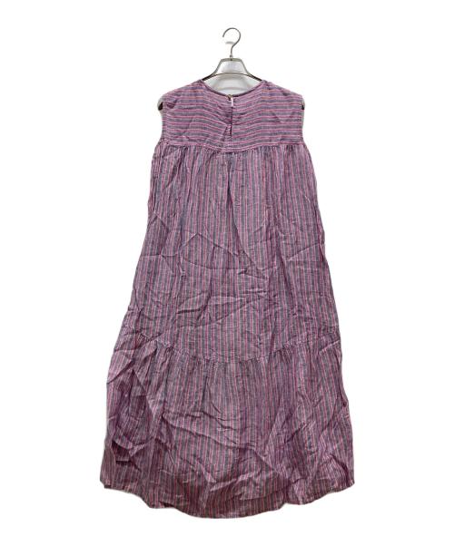23区（ニジュウサンク）23区 (ニジュウサンク) LIBECO LINEN ノースリーブワンピース ピンク サイズ:40の古着・服飾アイテム