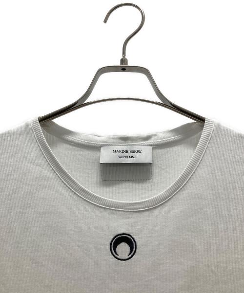 MARINE SERRE（マリーンセル）MARINE SERRE (マリーンセル) ロゴ刺繍マキシワンピース ホワイト サイズ:Mの古着・服飾アイテム
