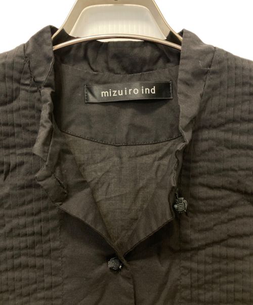 mizuiro-ind（ミズイロインド）mizuiro-ind (ミズイロインド) ピンタックスタンドカラーワイドシャツ ブラック サイズ:　の古着・服飾アイテム