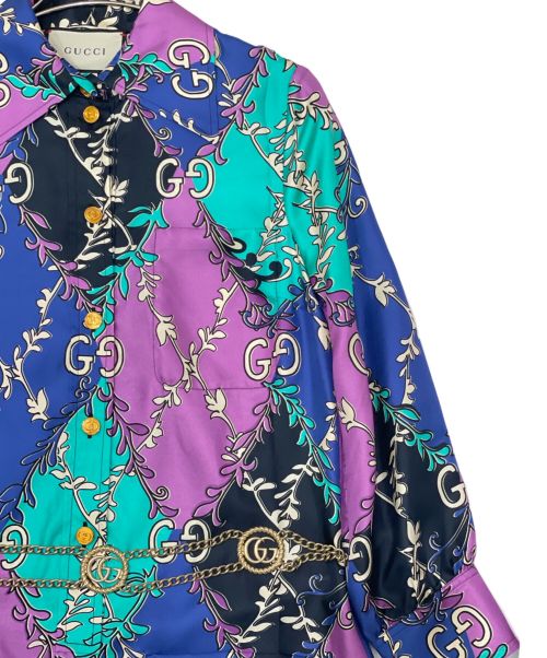 GUCCI（グッチ）GUCCI (グッチ) GGランバス ラメージ シルク ドレスシャツ マルチカラー サイズ:38の古着・服飾アイテム