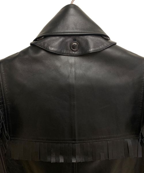 BURBERRY（バーバリー）BURBERRY (バーバリー) Fringe Detail Lambskin Jacket (フリンジジャケットディテールラムスキン) ブラック サイズ:38の古着・服飾アイテム
