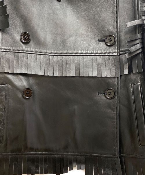 BURBERRY（バーバリー）BURBERRY (バーバリー) Fringe Detail Lambskin Jacket (フリンジジャケットディテールラムスキン) ブラック サイズ:38の古着・服飾アイテム