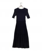 anuansアニュアンス）の古着「ボトルネックシアーニットワンピース」｜ネイビー