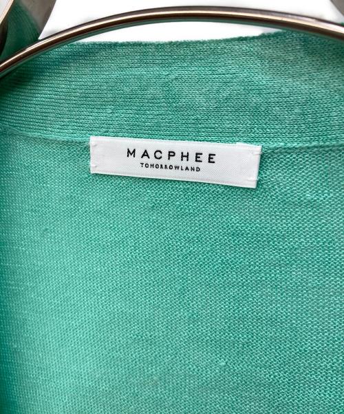 MACPHEE（マカフィー）MACPHEE (マカフィー) プレーンリネン Vネックカーディガン グリーン サイズ:Sの古着・服飾アイテム