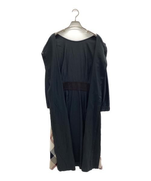 BLUE LABEL CRESTBRIDGE（ブルーレーベルクレストブリッジ）BLUE LABEL CRESTBRIDGE (ブルーレーベルクレストブリッジ) ポプリンワンピース ブラック サイズ:SIZE 38の古着・服飾アイテム