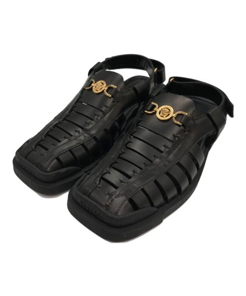 VERSACE（ヴェルサーチェ）VERSACE (ヴェルサーチェ) ラ メドゥーサ '95 レザーサンダル ブラック サイズ:43の古着・服飾アイテム