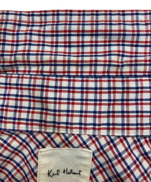 KARL HELMUT（カールヘルム）Karl Helmut (カールヘルム) パッチ付きチェックシャツ レッド サイズ:Ｍの古着・服飾アイテム