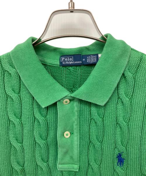 POLO RALPH LAUREN（ポロ・ラルフローレン）POLO RALPH LAUREN (ポロ・ラルフローレン) スリーブレス ケーブルニット ポロシャツ グリーン サイズ:Mの古着・服飾アイテム