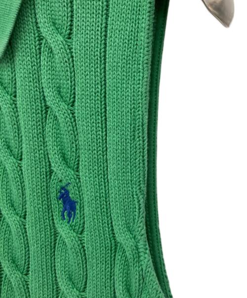 POLO RALPH LAUREN（ポロ・ラルフローレン）POLO RALPH LAUREN (ポロ・ラルフローレン) スリーブレス ケーブルニット ポロシャツ グリーン サイズ:Mの古着・服飾アイテム