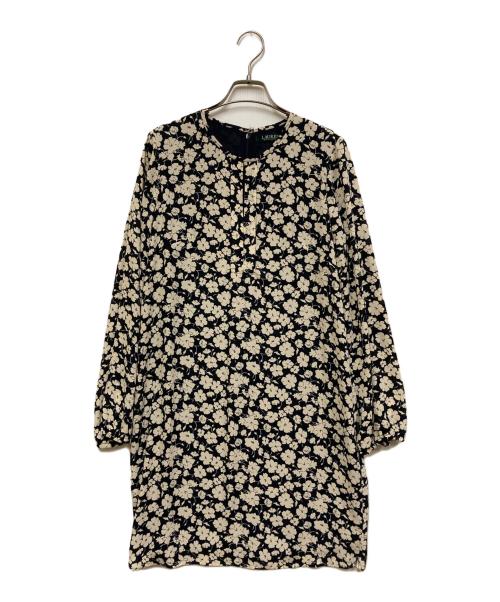 LAUREN RALPH LAUREN（ローレンラルフローレン）LAUREN RALPH LAUREN (ローレンラルフローレン) フラワープリントワンピース ネイビー サイズ:4の古着・服飾アイテム