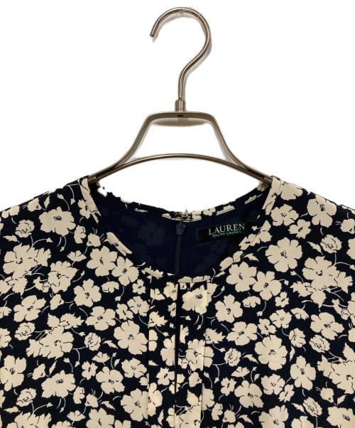 LAUREN RALPH LAUREN（ローレンラルフローレン）LAUREN RALPH LAUREN (ローレンラルフローレン) フラワープリントワンピース ネイビー サイズ:4の古着・服飾アイテム