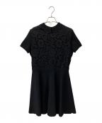 VALENTINOヴァレンティノ）の古着「スタッズ&レースニットドレス」｜ブラック