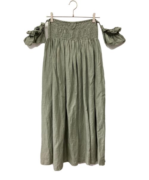 MYLAN（マイラン）MYLAN (マイラン) シャーリングベアドレス グリーン サイズ:Fの古着・服飾アイテム